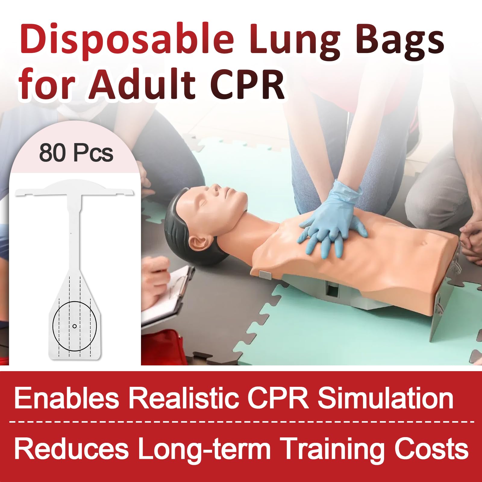 Condition photo showing New/Like New for 80 pcs disposable cpr face shield lung bags for prestan professional adult manikin, replacement for