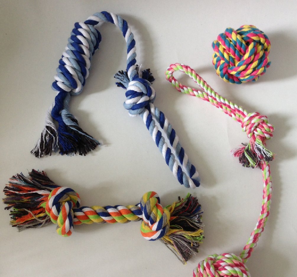 ixaer Pet Chew Toys, Set of 4 Pets Puppy Dog Pet Rope Toys For Small to Medium Dogs, Pets Puppy Dog Pet Rope Toys For Small to Medium Dogs