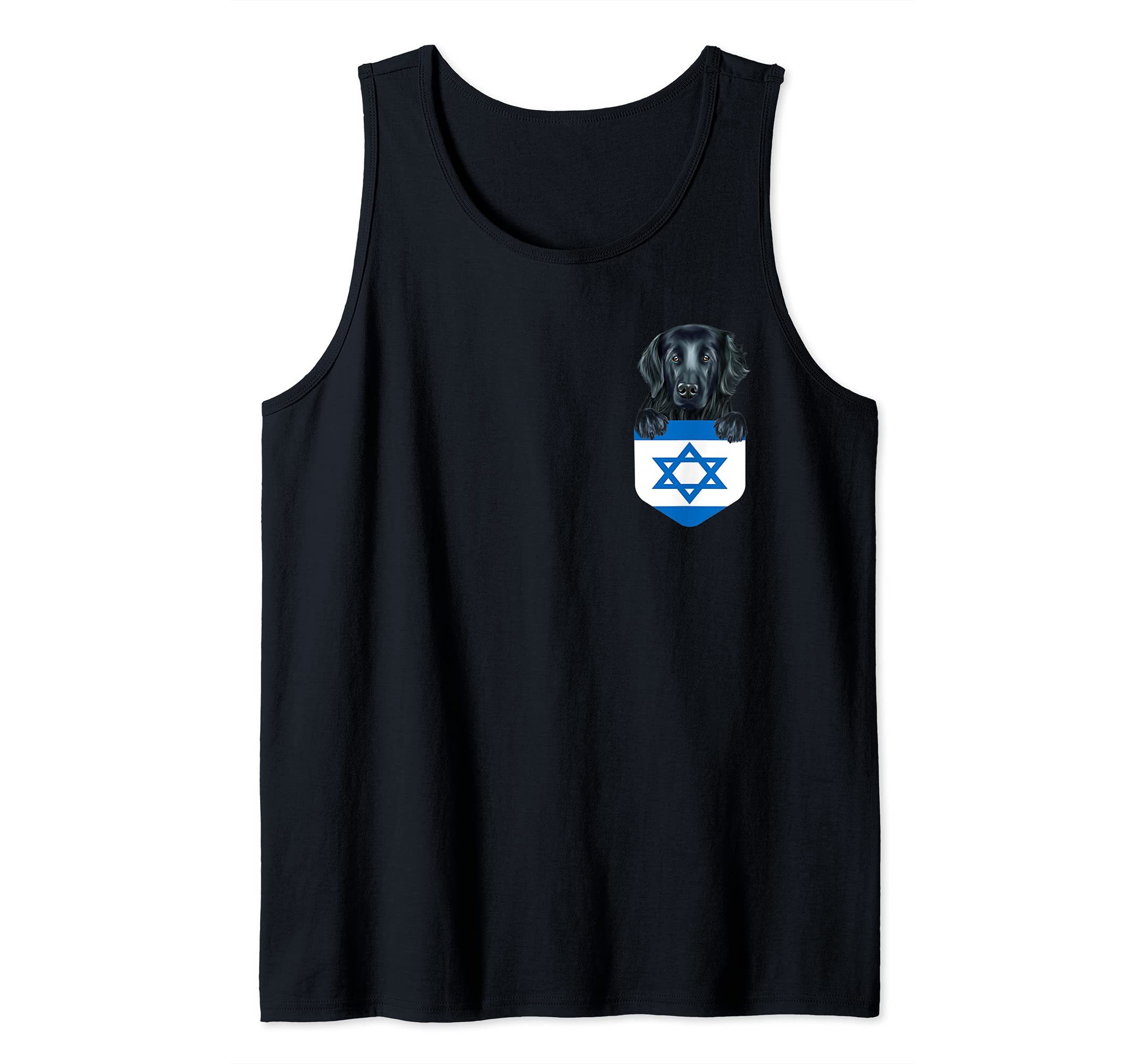 Israel Flag Flat-Coated Retriever Dog In Pocket Tank Top