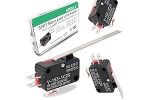 MRDILLA 9PCS Micro Limit Switch with Long Hinge Lever, SPDT 1NO 1NC, 15A 125/250VAC, V-153-1C25 for Industrial Machinery, Safety Systems, Arduino