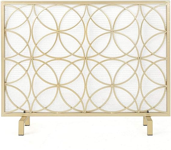 Antichispas Malla Metálica Pantalla de La Chimenea, Panel Único Oro