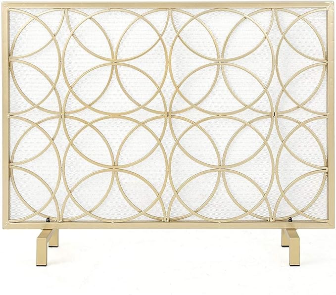 Antichispas Malla Metálica Pantalla de La Chimenea, Panel Único Oro