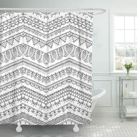 Amazon Com Emvency Shower Curtain Lace Of Crochet Lacy Edges