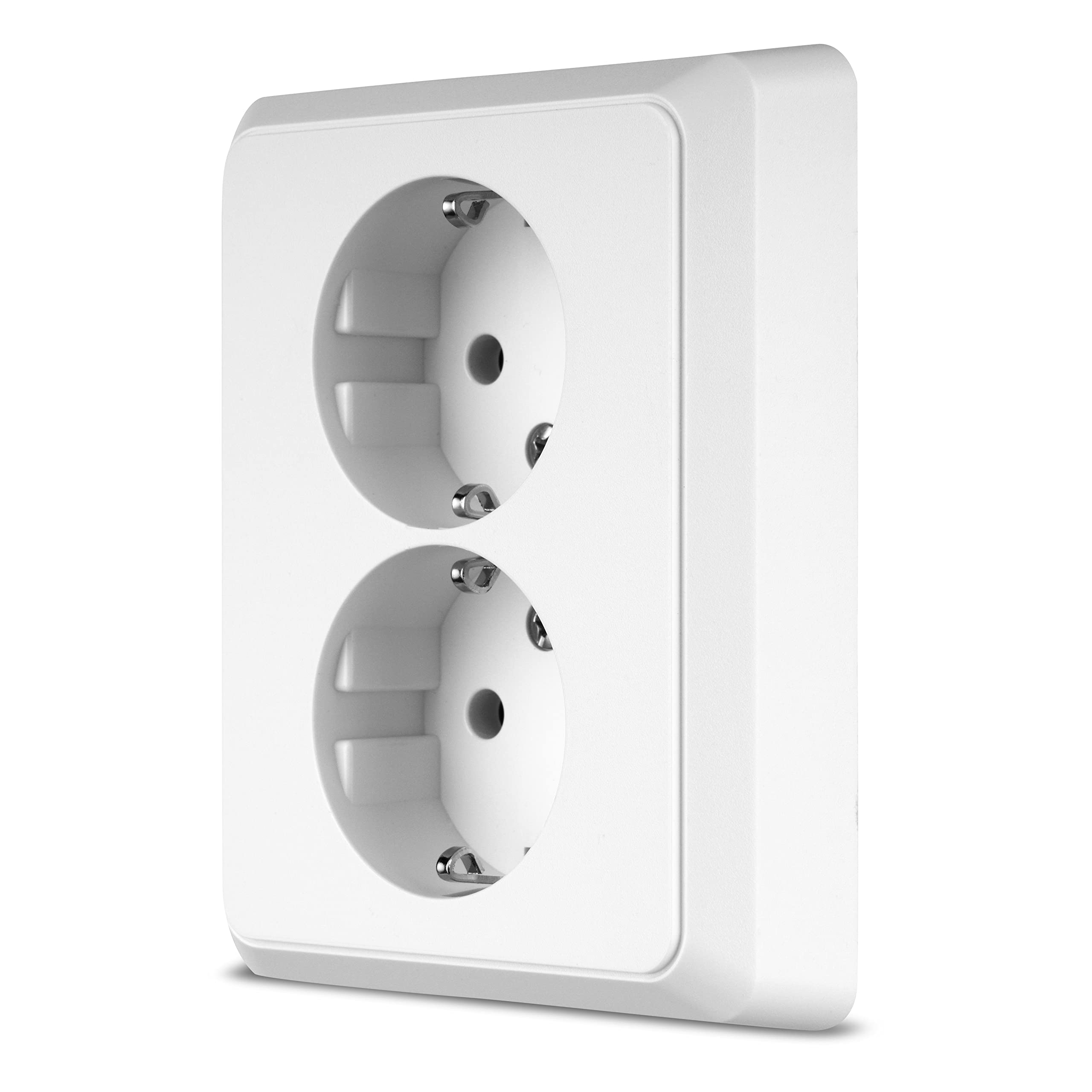 REV 0510066992 PrimaLuxe Flush-Mounted Socket 2-Way. Complete Set: Frame and Insert, White, Steckdose 2-fach mit Rahmen — image 1