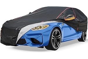 DINGHAO Car Cover Waterproof All Weather, 6 Layers XXL Full Exterior Covers with Zipper Cotton, Mirror Pocket. Outdoor Car Cover UV Snow Rain Wind Dust All Weather Outdoor Protection for Sedan (196-210 inch)