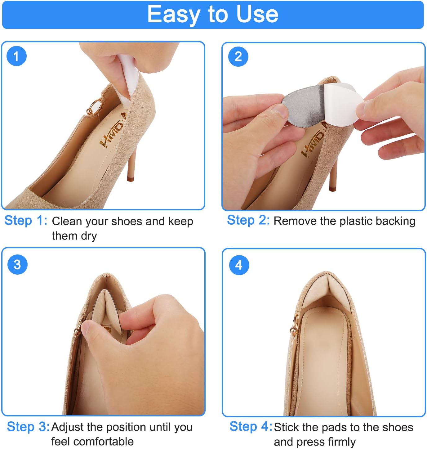 6 Pairs Heel Grips for Men and Women, Self-Adhesive Heel Cushion Inserts Prevent Heel Slipping, Rubbing, Blisters, Foot Pain, and Improve Shoe Fit: Health & Personal Care