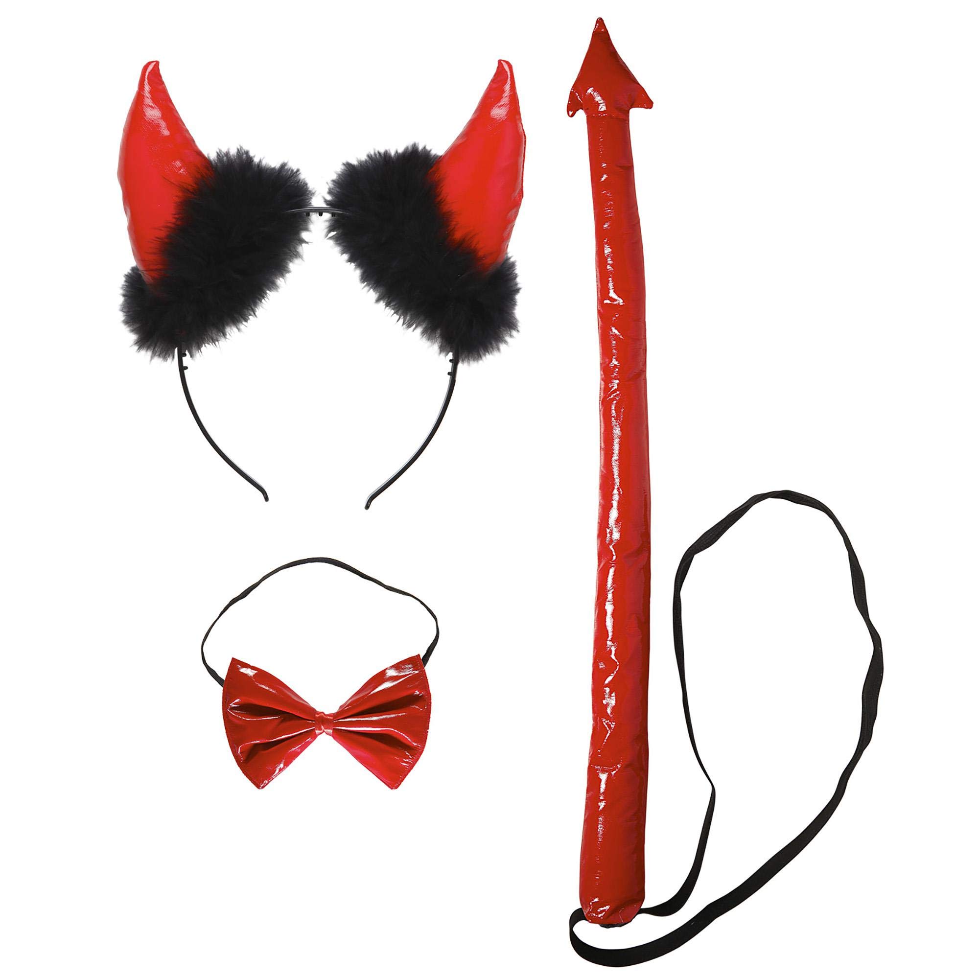 Red Vinyl Devil Dress Up Set Accessory for Halloween Lucifer Satan Fancy Dress