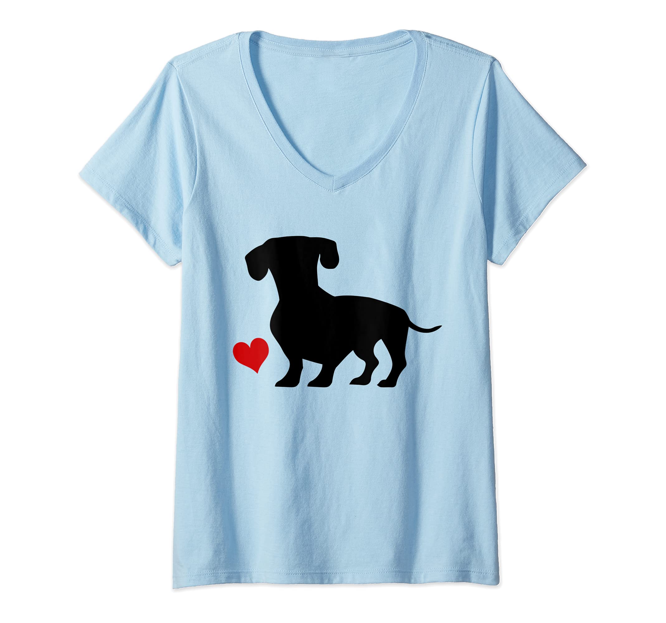 Womens Wiener Dog V-Neck T-Shirt