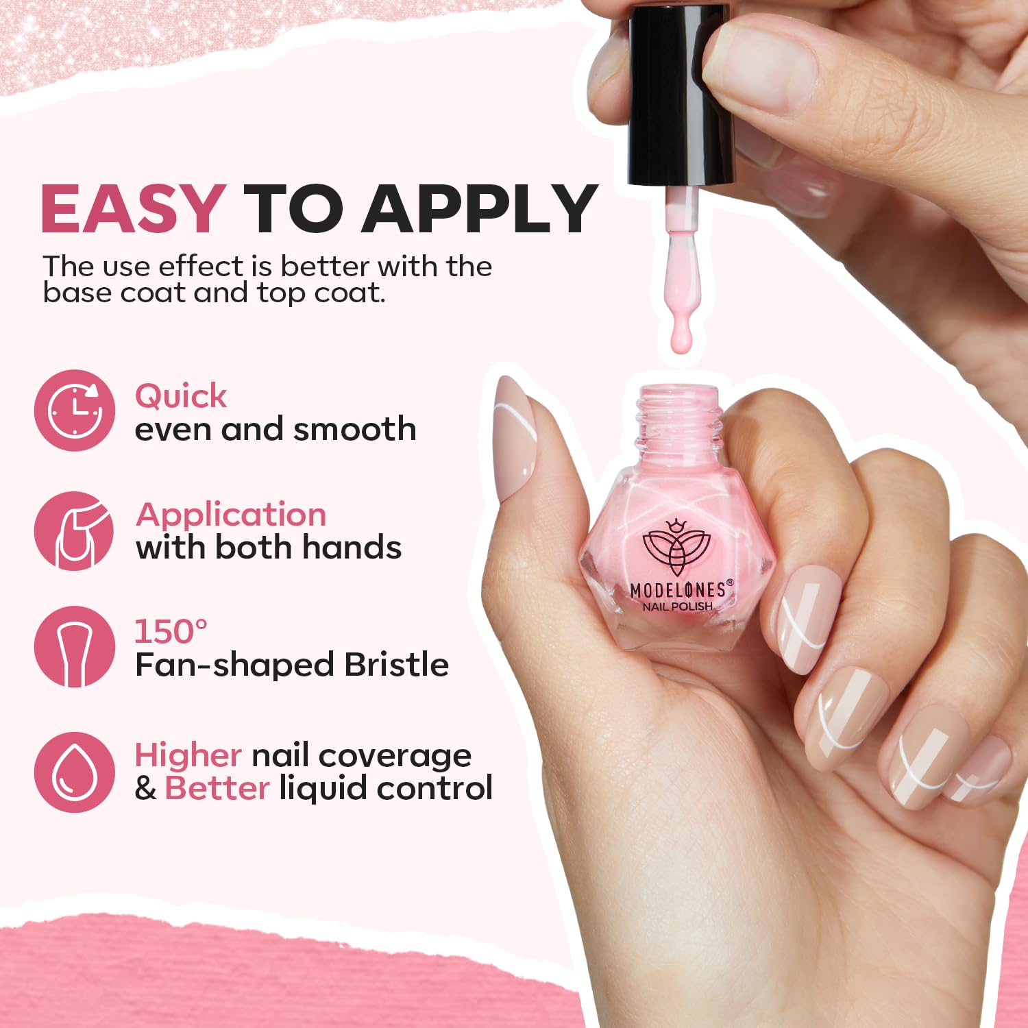 modelones Nail Polish Set 12 Colors Nude Pink Quick Dry Mini Nail Lacquer Kit, Neutral Shimmer White Glitter Finger Toe Nail Polish Bulk Manicure DIY Nail Art Salon Travel Home Gift for Women Girls - Image 6