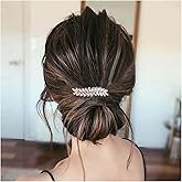 Allereyae Crystal Wedding Hair Clip Barrette Rhinestone Leaf Hair Barrette Clip Gold CZ Bling Bridal Headpieces Decorative Head Clip Headwear Bridal Hair Accessories for Women (Gold)