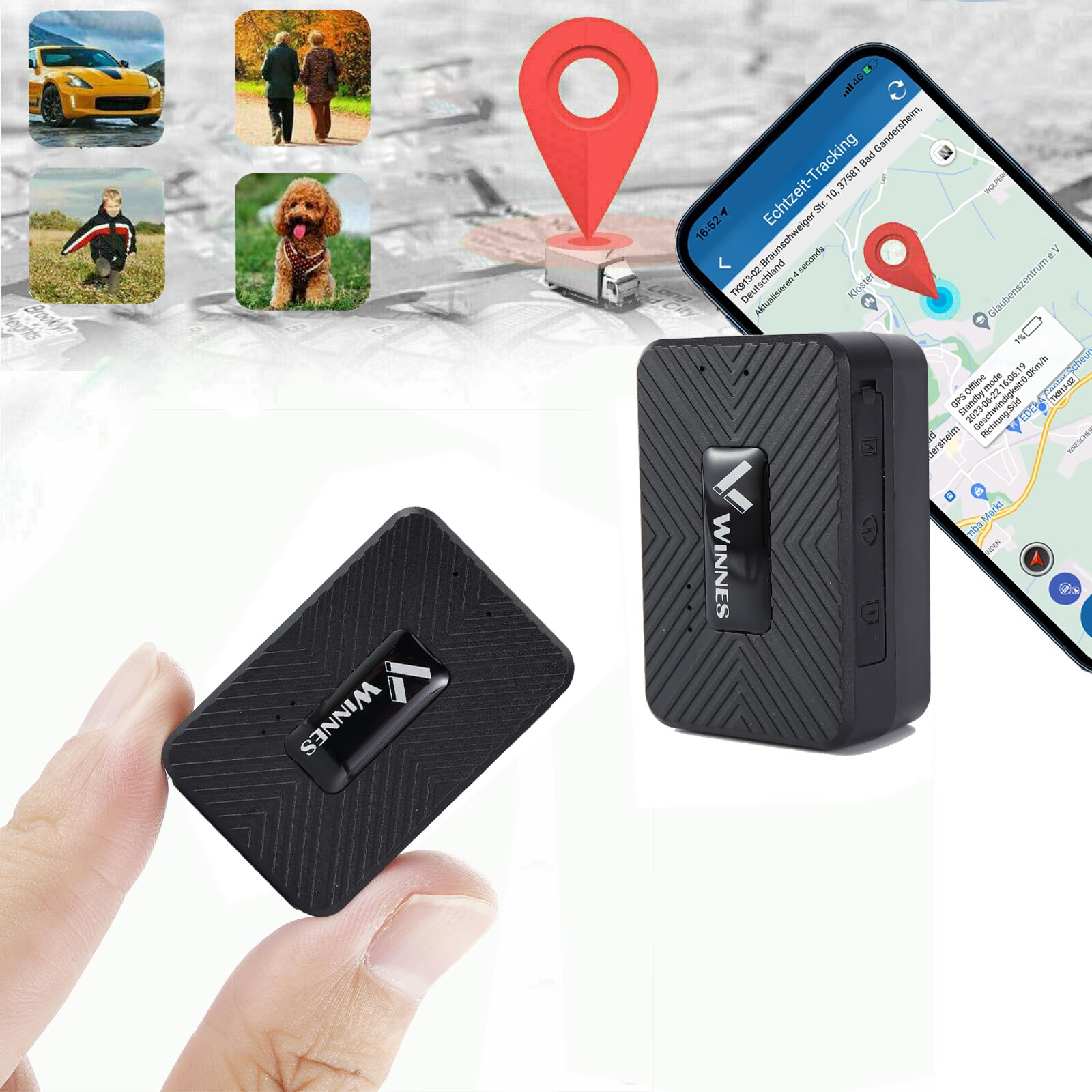 GPS Tracker, Real Time Tracking Rechargeable Magnetic Mini GPS Tracker for Cars, Kids, Elderly, Pet, Anti-Theft Micro Tracker Device with Free App, Full Global Coverage No Subscription