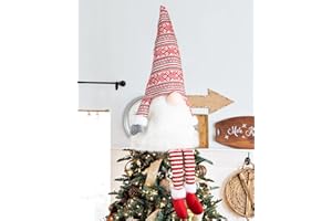 Ywlake Christmas Tree Topper Large Tomte Gnome Santa Ornaments 23 Inch, Plush Gnome with High Hat and Legs for Xmas Tree Home Fireplace Table Ornaments Decorations (Red)