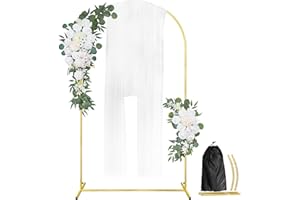 GILPWA Wedding Arch Backdrop Stand, 7.2FT Metal Wedding Balloon Arch Stand Stable Arched Frame for Baby Shower Birthday Wedding Party Garden Floral Balloon Background Decoration, Gold