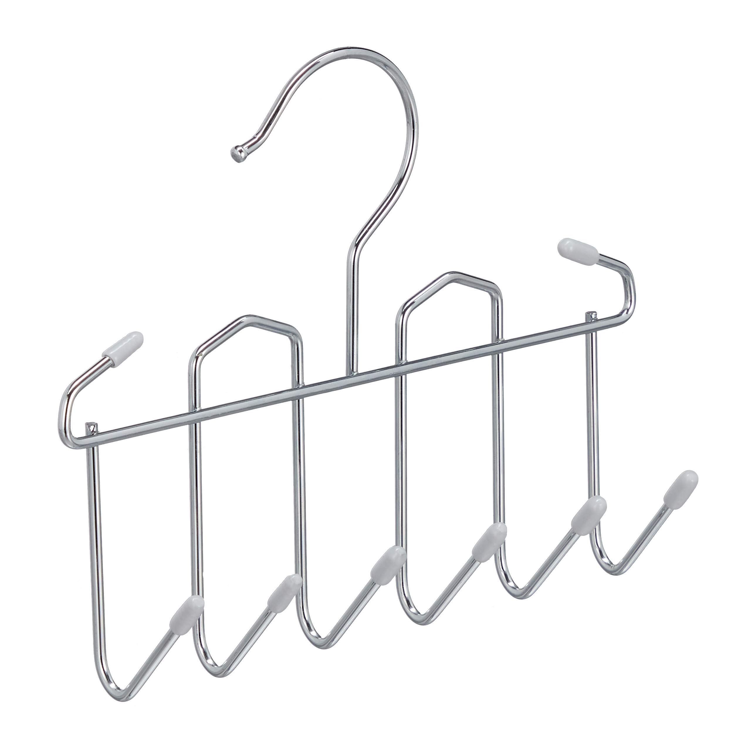 Relaxdays Belt Holder, Metal, 8 Hooks for Accessories, Space-saving Belt Hanger, Tie Holder, for Wardrobe, Silver