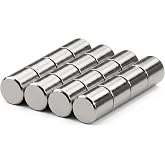 Neodymium Cylinder Magnets 3/8 x 3/8 Inch (10mm x 10mm) N50 &ndash; 16 Pack | Strong Rare Earth Rod Magnets for 3D-Printed Parts, Woodworking Jigs, Cabinet Closures &amp; Workshop Fixtures