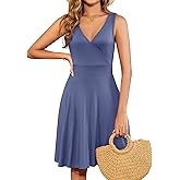 WEACZZY 2025 Womens Wrap V Neck Sleeveless Summer Dresses Beach Holiday Tank Dress Flowy Casual Sundress with Pockets