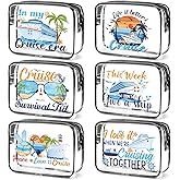 SEAOYOZO 6PC Clear Cruise Makeup Bags Gifts for Women, Clear Beach Cosmetic Bag Cruise Ship Survival Kit Essentials, Travel PVC Waterproof Toiletry Bags for Girls Sister Daughter Nurse Teacher