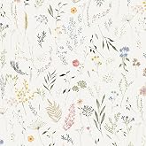 Dimoon 78.7"x16.1" Floral Peel and Stick Wallpaper Beige Contact Paper Thicken Wallpaper Delicate Flower Waterproof Green Lea