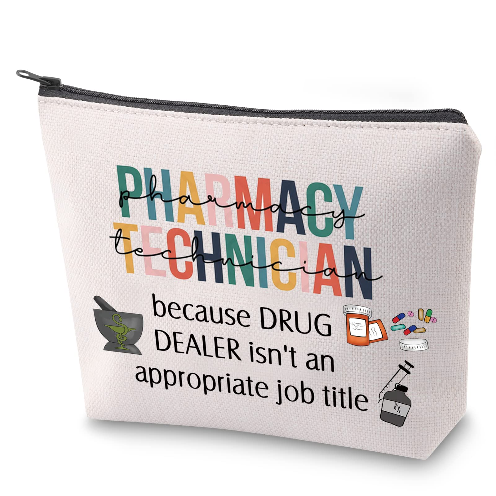 Pharmacy Tech Survival Kit RX Toiletry Bag Pharmacy Technician Makeup Bag With Zipper Pharmacy Tech Appreciation Gift (Pharmacy Technician)