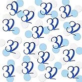 Blue Glitter 32 Confetti, 32nd Birthday Number Confetti, 200pcs Anniversary Party Table Decoration Supplies