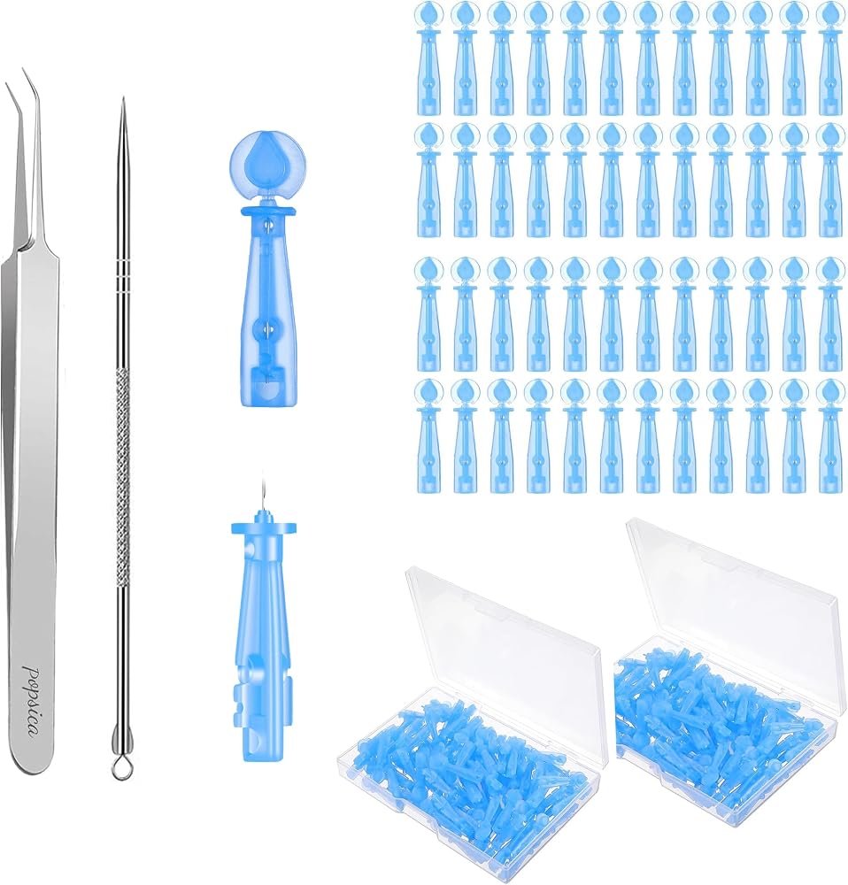 Sterile Needles for Pimples, 100PCS Disposable Acne Pimple Popper Needles with 2PCS Skin Kits for Blackhead and Blemish Remov