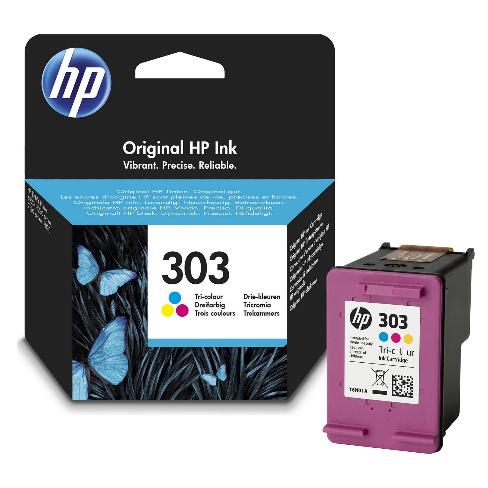 HP 303 Original Colour Cartridge T6N01AE for HP ENVY Photo 6220 6230 7130 7830 165 Pages