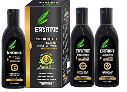 MEGLOW Enshine Light and Non-Sticky Medicated Hair Oil, 100ml (pack of 3)