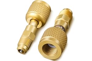 Otoolling 2 Pcs A2L R454B R32 Refrigerant Brass Adapter 1/4" Female to 1/4" Male Thread Adapter Heavy Duty HVAC Quick Connect Fittings Low Loss for Refrigerant Tanks Mini Split Systems