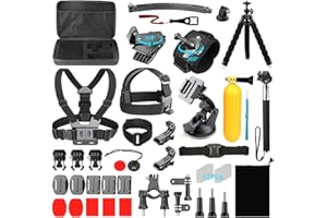 Action Camera Accessories Set, Ci-Fotto 50-in-1 Sports Camera Accessories Compatible with Hero 13 12 11 10 9 8 7 6 5, Max Ins
