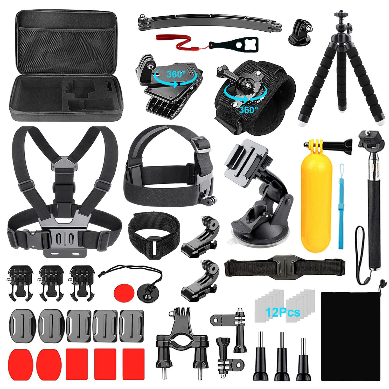 Ci-Fotto Action Camera Accessories Set, 50-in-1 Sports Camera Accessories Compatible with Hero 13 12 11 10 9 8 7, Max Insta360 GO 2 SJ6000 SJ5000 DJI OSMO Action Cam DBPOWER AKASO