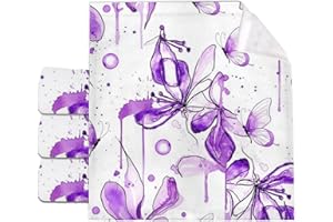 Watercolor Abstract Purple Flowers Spring Soft Face Towels for Washing Face Fingertip Towels Facial Fingertip Hand Wash Cloth