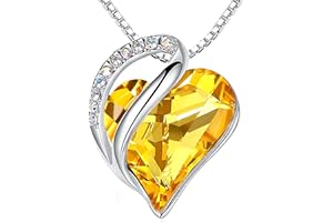 Leafael Necklaces for Women, Infinity Love Birthstone Heart Crystal Pendant, Birthday Jewelry Gifts for Her, Mom, and Wife, Silver Plated, 18 plus 2 inch Adjustable Chain