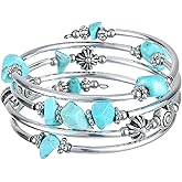 FULU AUTUMN Beaded Bangle Bracelets for Women Silver Wrap Bangles Bracelet Womens Costume Jewelry Fashion Gift