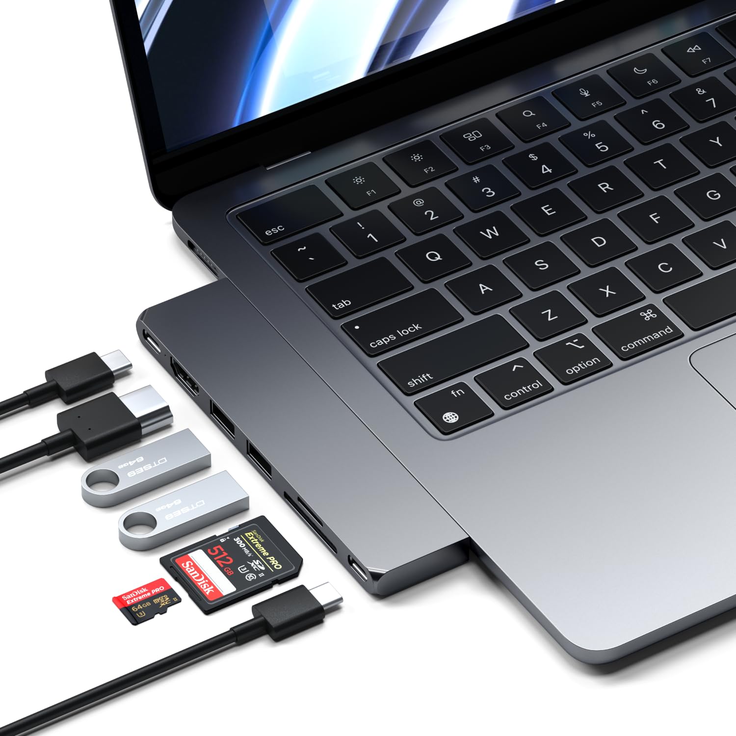 SATECHI 7-in-1 USB-C Pro Slim Multiport Hub, USB4 up to 6K@60Hz, 100W PD Charging, USB 3.2 Gen2, HDMI 4K, SD/MicroSD Card Readers, Fast Data Transfer for MacBook Air & Pro M5 M4 M3 – Space Grey