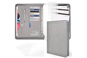 Sbrinnaliao 3-Ring Padfolio Portfolio Binder Organizer,PU Leather Folder Binder Business Planner Notebook Zippered Portfolio for Women/Men with Document Sleeve,Letter/A4 Size Clipboard