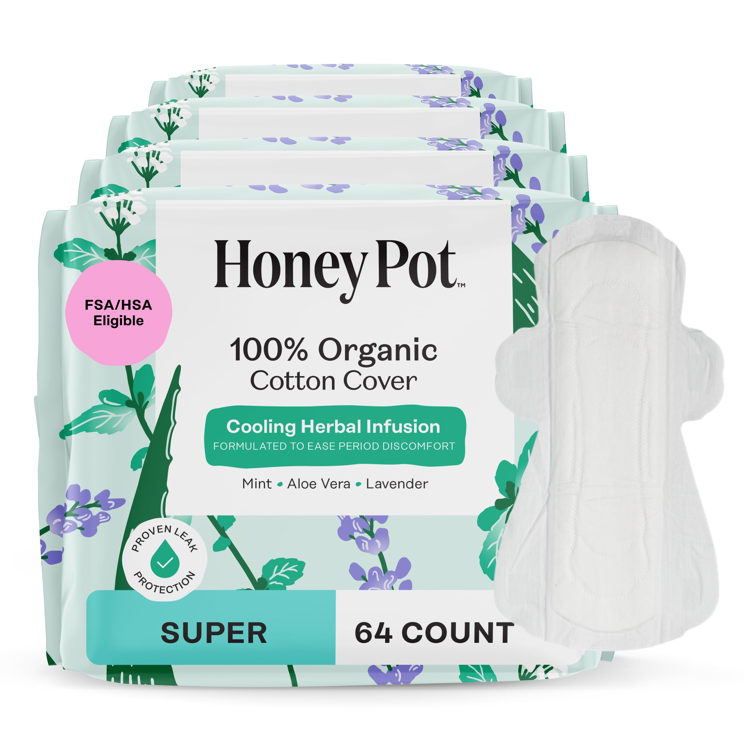 The Honey Pot Company - Cooling Herbal - Super - Pads for Women