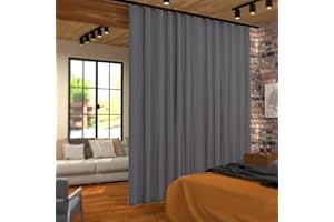 Hoeflife Room Divider Curtains, Blackout Ceiling Track Curtains with Hook Sound Proof Floor Curtains Perfect for Ceiling Mount Curtain Tracks Wall Divider for Room Separation (Grey, W180 x H84)