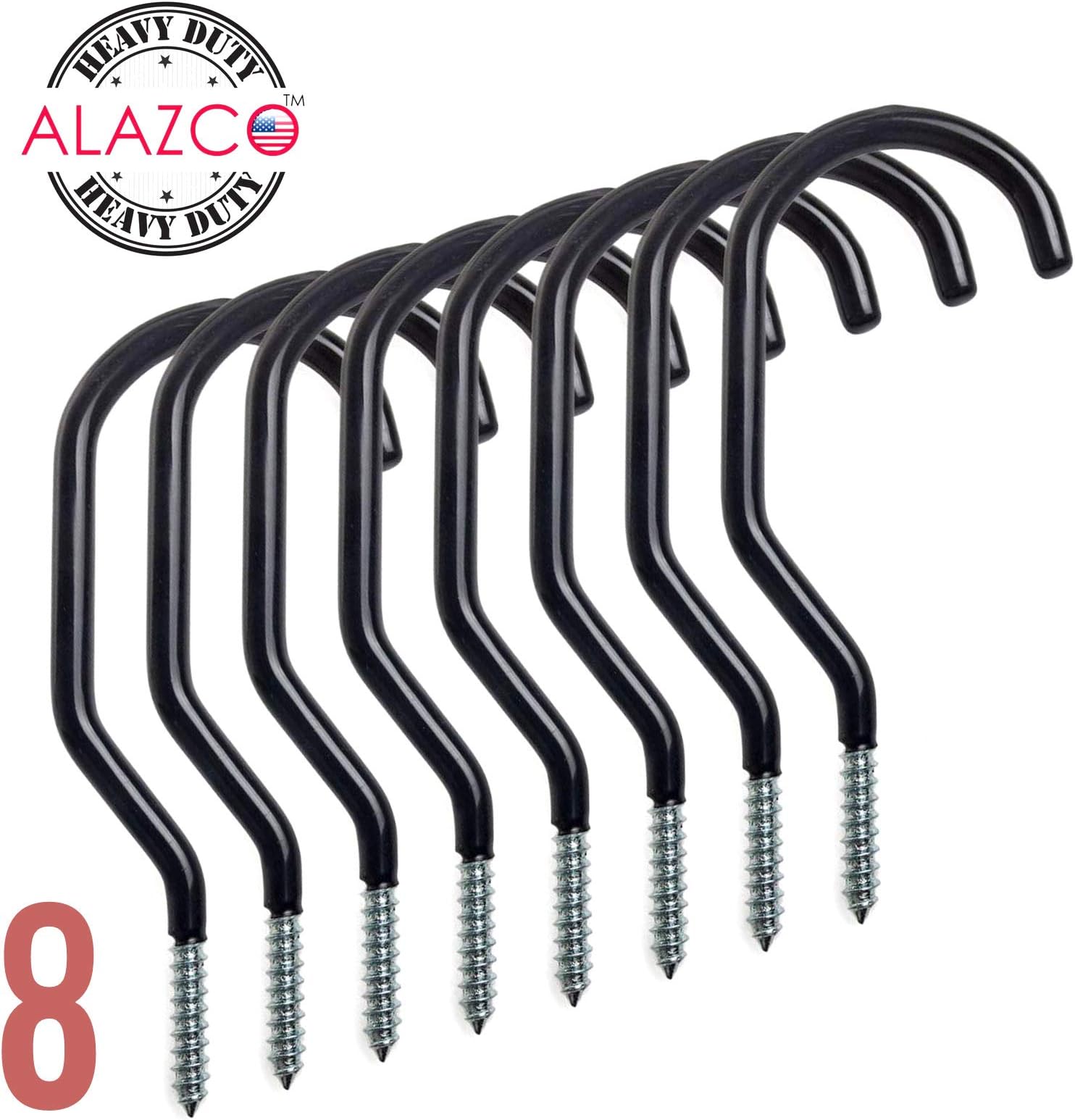 8pc Heavy Duty Bike Hook & Utility Storage - Space Maximizer Instant Organizer Garage Basement Tool Shop Wall and Ceiling Mount Bicycle Hang Garden Hose Cords & More up to 60 lbs