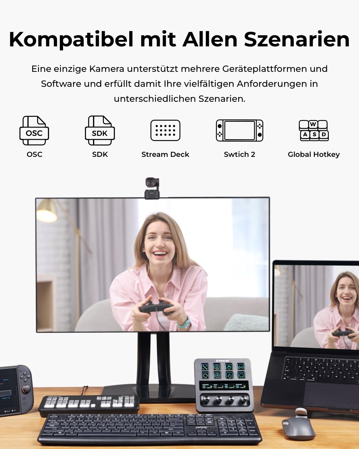 OBSBOT Tiny 3 Lite AI-Powered Spatial Audio 4K Webcam – Kompakte AI-Tracking-PTZ-Kamera mit 1/2"-Sensor, Tri-Mic, Voice Control, 120FPS, HDR, Webcam für PC, Mac, Laptop, Streaming, Meeting, Switch 2 9