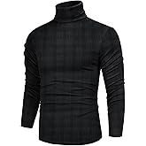 Poriff Men's Casual Slim Fit Basic Tops Knitted Lightweight Turtleneck Pullover Sweater