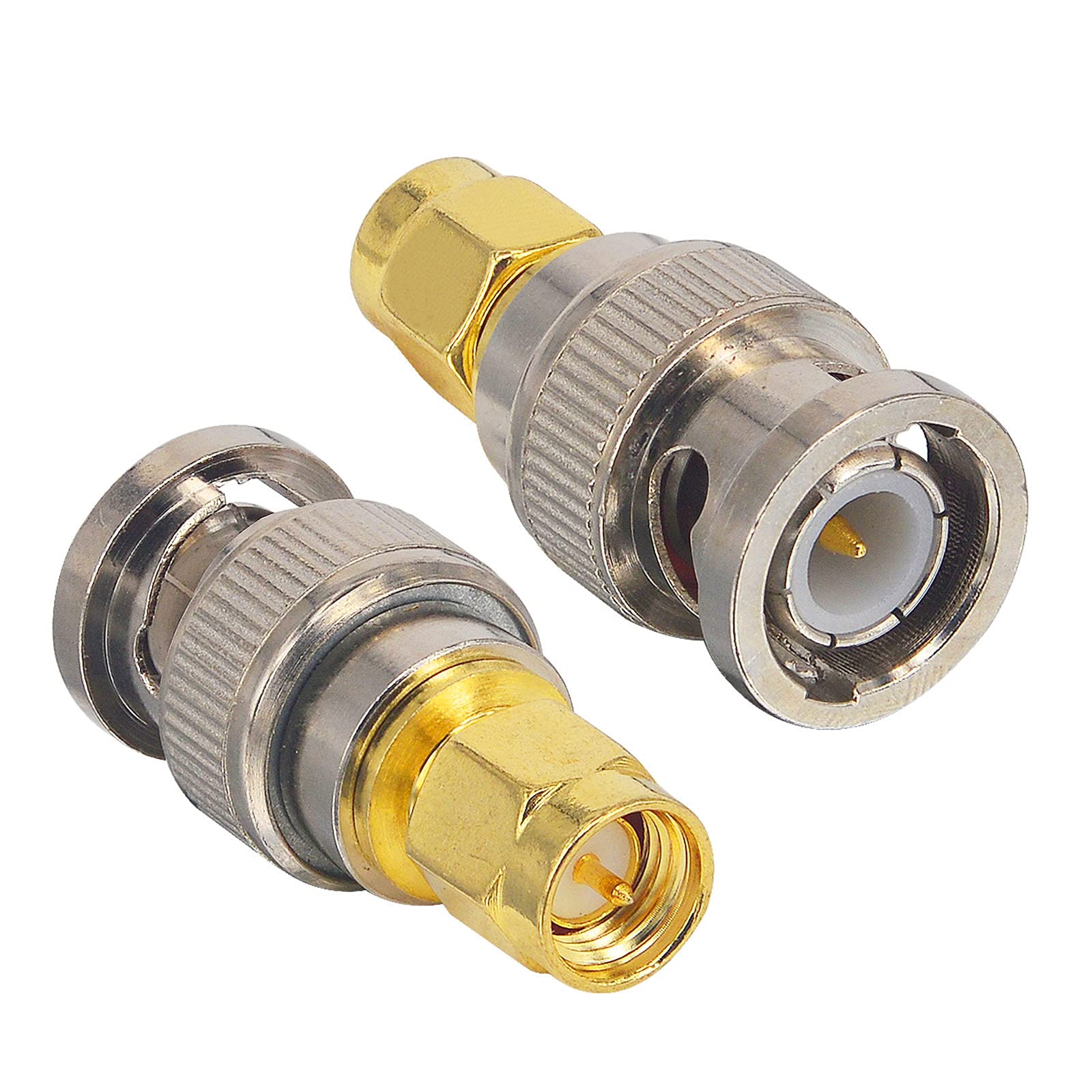 Boobrie SMA Male to BNC Male RF Coax Adapter BNC to SMA Jack Connector for SDR Ham Radio Baofeng UV 5R uv82 V-5r5 Two Way Handheld Radio Pack of 2
