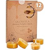 olorvela Beeswax Candles Tealight Candles Handmade of Pure Beeswax - 12 Pack, 4 Hour Burn Time, Clear Cup Beeswax Tea Lights