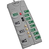 Tripp Lite 12 Outlet (8 Energy Saving) Surge Protector Power Strip, 10ft Cord, Right-Angle Plug, $250,000 INSURANCE (TLP1210S