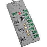 Tripp Lite 12 Outlet (8 Energy Saving) Surge Protector Power Strip, 10ft Cord, Right-Angle Plug, $250,000 INSURANCE (TLP1210S