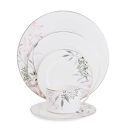 Mikasa 5200076 Alaya Bone China 5-Piece Place Setting, Service for 1, White/Assorted