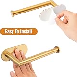 HITSLAM Gold Brushed Brass Toilet Roll Holder Self Adhesive 304 Stainless Steel view 4