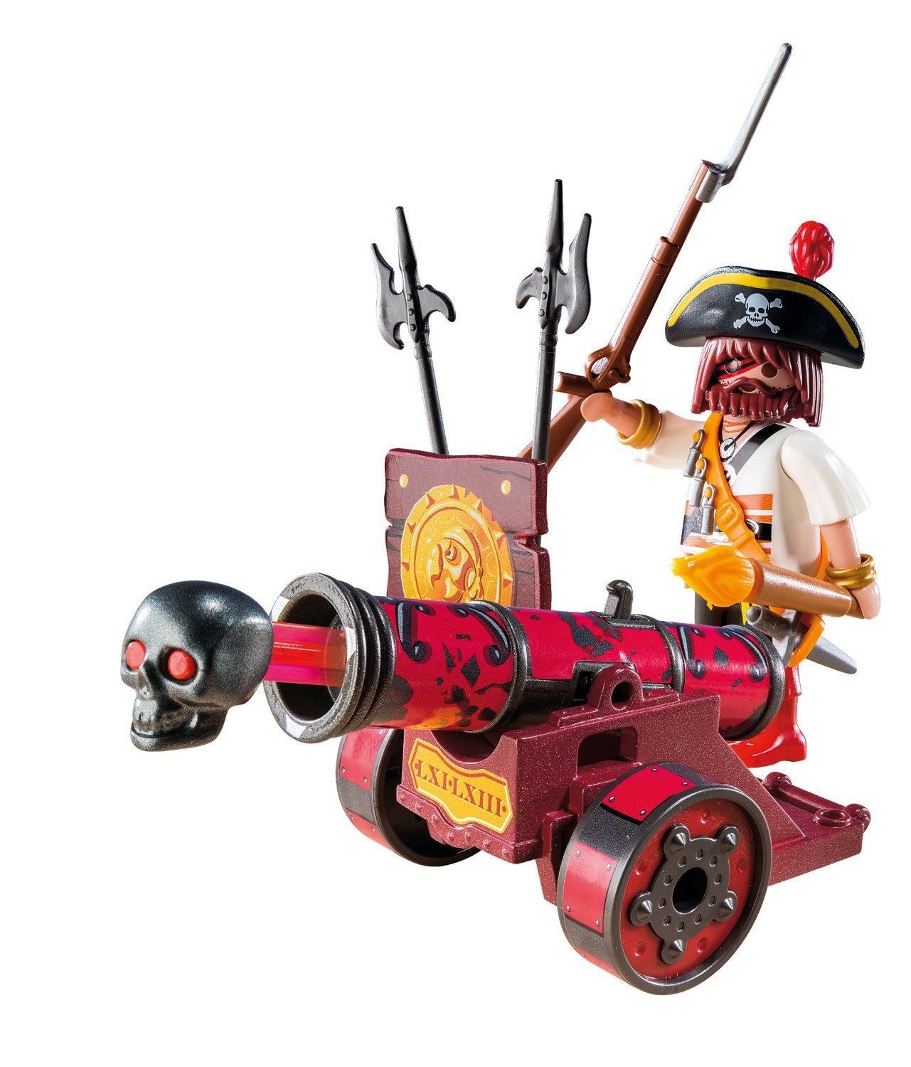 Playmobil 6163 Red Interactive Cannon with Buccaneer, Fun Imaginative Role-Play, PlaySets Suitable for Children Ages 4+