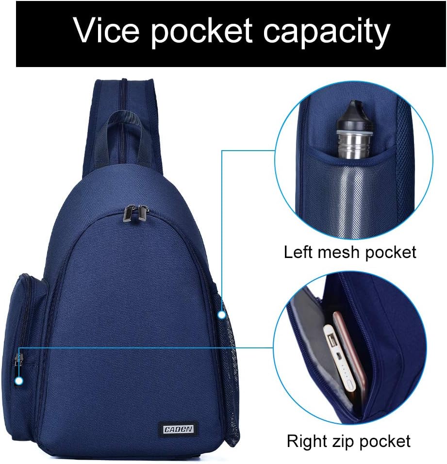 CADeN Camera Bag Sling Backpack, Camera Case Backpack with Tripod Holder for DSLR/SLR Mirrorless Cameras (Canon Nikon Sony Pentax) Blue : Camera & Photo
