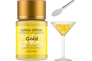 Jelife Gold Edible Glitter for Drinks Cocktails - 12 Grams Vegan Shimmering Champagne Drink Glitter Metallic Glimmer Brew Lus