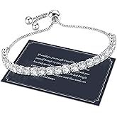 J.Fée Silver Bracelet, S925 Tennis Bracelet with Sparkling 5A Cubic Zirconia Silver Bracelets for Women Adjustable Bracelet for Women Bracelets Womens Bracelet Women Gifts for Women Mom